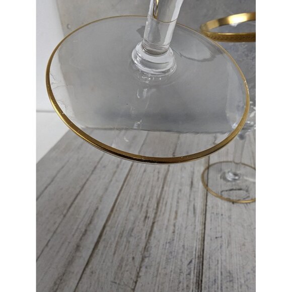 Vintage Tiffin Franciscan Etched Wine Glasses Set Of 2 Bouquet Gold Trim Goblet - Picture 2 of 7